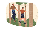People climbing in rope park set, a Sport Illustration by Good Studio (Thumbnail 4 of 25)