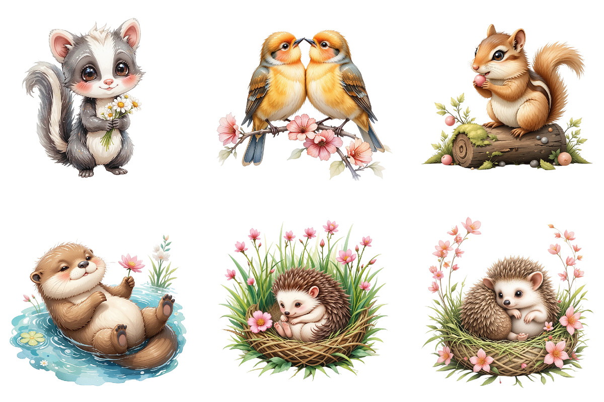 Forest Spring Woodland Animals Clipa, an Illustration by DreamArtGraphic (Photo 3 of 4)
