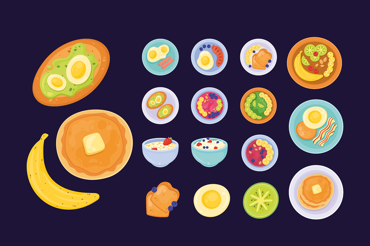 Breakfast Bowl Illustration Set