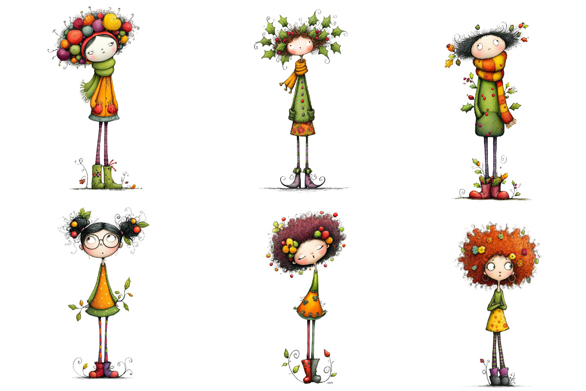 Quirky Holly Girl Clipart, an Illustration by CreationArt (Photo 3 of 6)