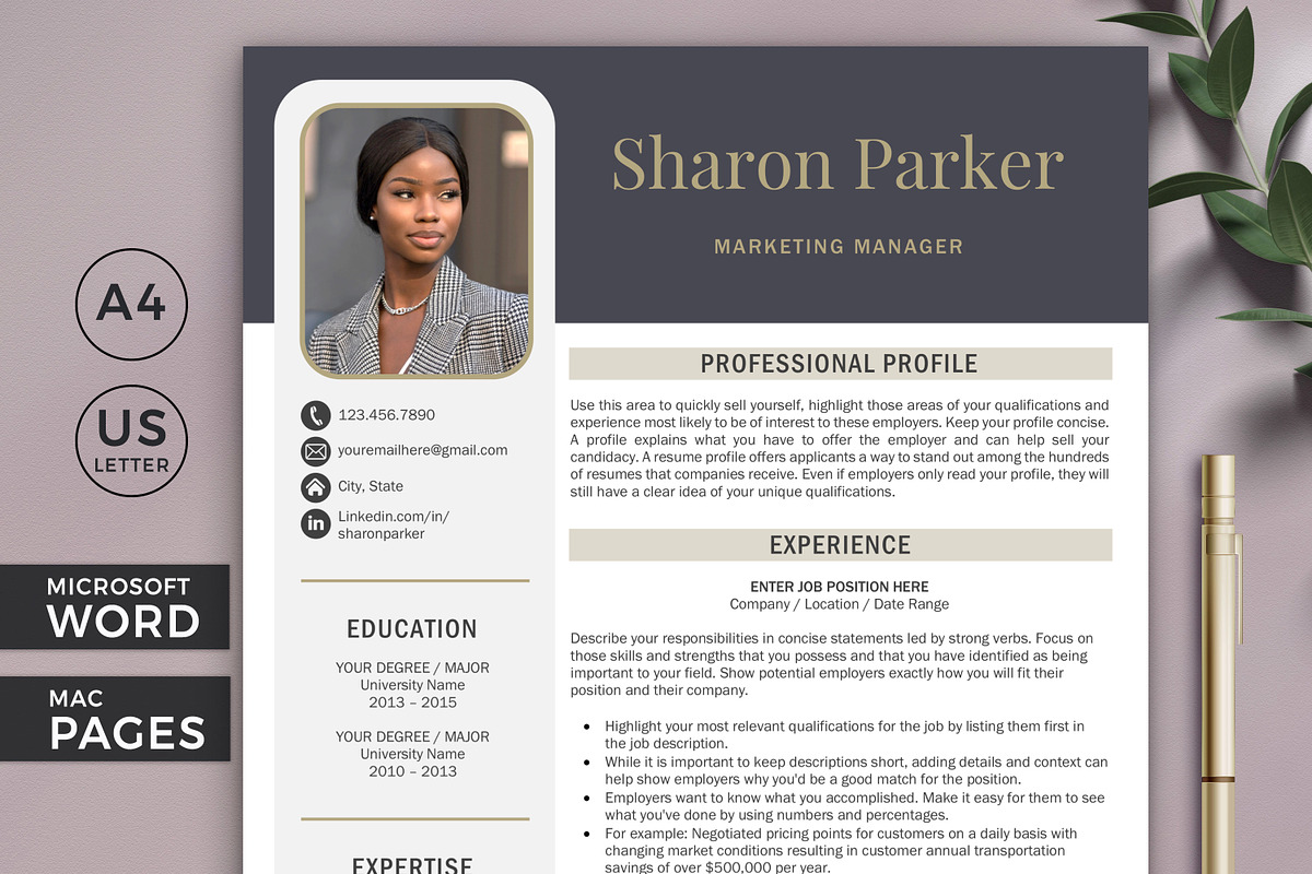 Resume Template + Cover Letter CV, a Resume Template by Klamp Studio (Photo 1 of 8)