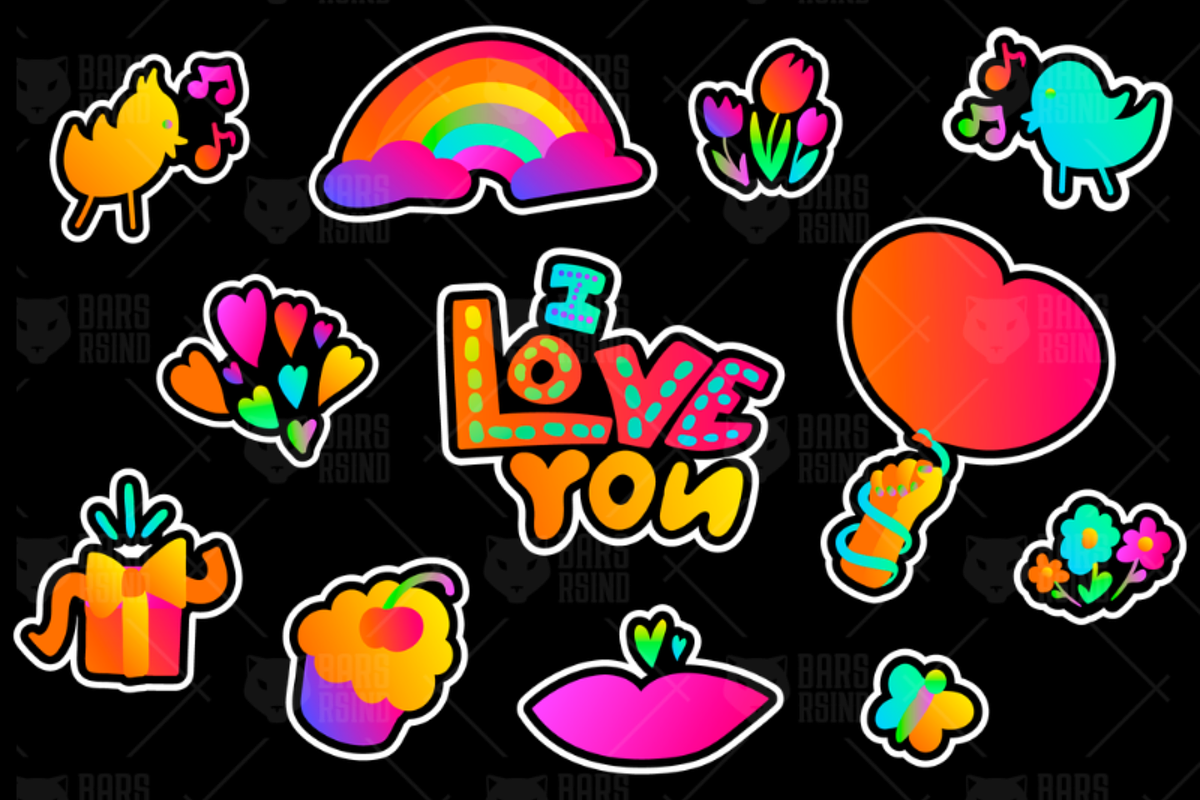 Neon Romantic Love Set, a Marketing Template by barsrsind (Photo 1 of 2)