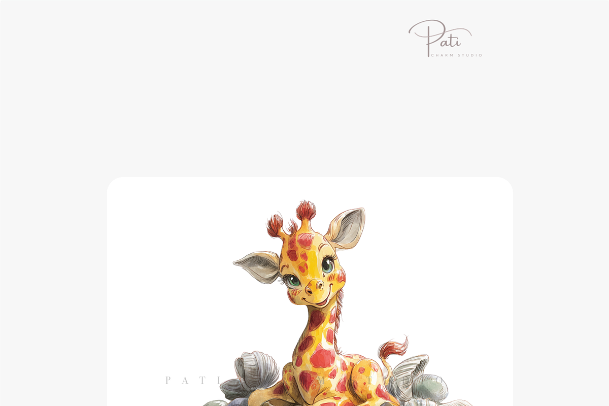 20 Watercolor Giraffe Summer Clipart, an Animal Illustration by Pati Charm Studio (Photo 6 of 8)