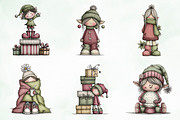Whimsical Christmas Elf Clipart, an Illustration by Creative Art (Thumbnail 6 of 11)