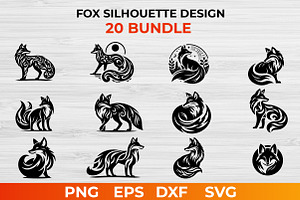 Fox Silhouette Design bundle, an Animal Illustration by bossdesigner