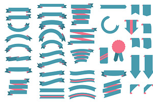 Large 30+ blue/pink ribbons set