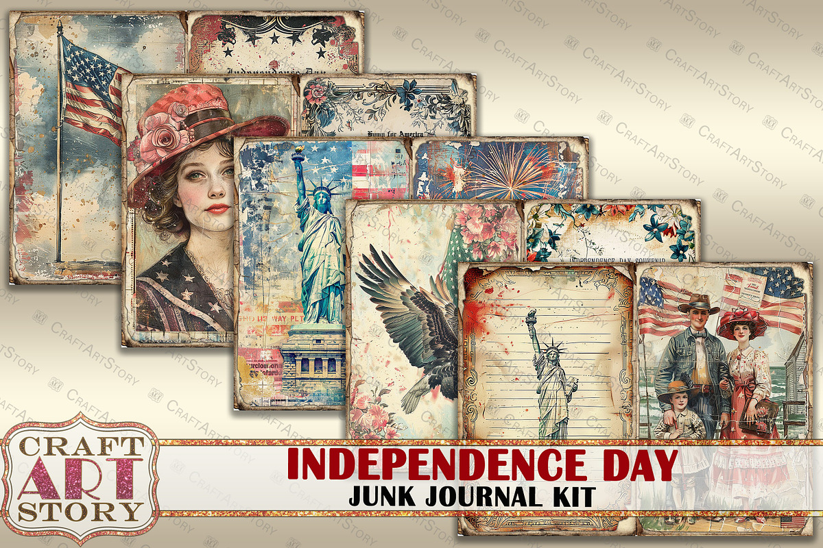 Vintage shabby Independence Day, a Person Illustration by CraftArtStory (Photo 2 of 5)