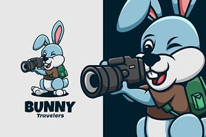 Bunny Travelers Cartoon Logo, a Poster Template by Gumrega Studio