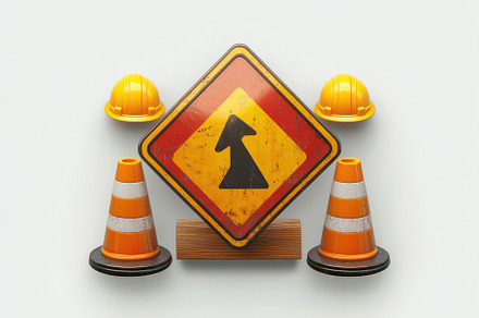 Road construction ahead sign cones a, a Background Photo by Pixeness