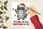 Raccoon Christmas Sublimation PNG, an Illustration by Designking (Thumbnail 5 of 6)