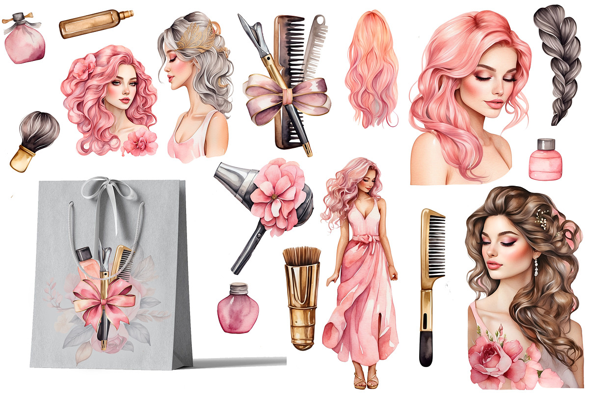 Hair salon png clipart, beauty png, an Object Graphic by Mrs.Swan_Design (Photo 3 of 6)