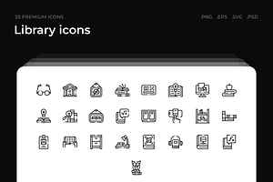 Library icons, an Outline Icon by Wencory