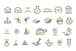 Set of growing seedlings icons, an Illustration by Ilia Design
