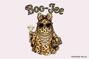 Boo Jee Leopard Print Ghost PNG