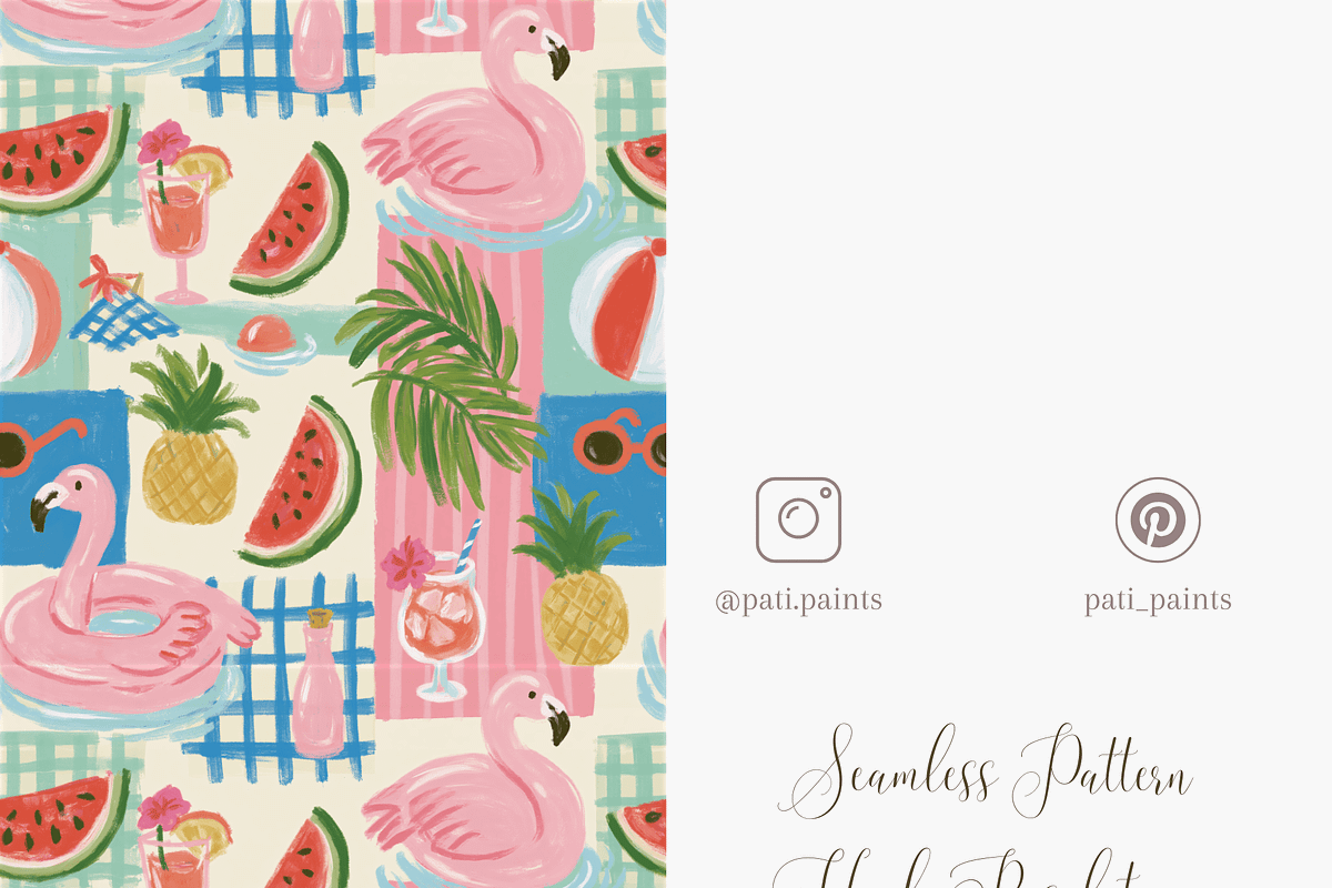 Watermelon Flamingo Seamless Pattern, a Pattern Graphic by Pati Charm ...