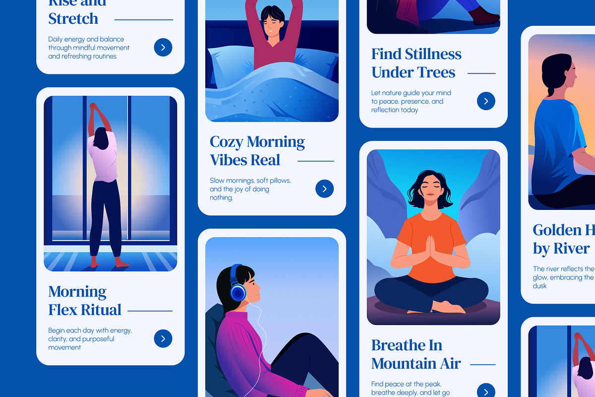 Sleep and Meditation Illustration, a Healthcare Illustration by Brickclay (Photo 4 of 9)