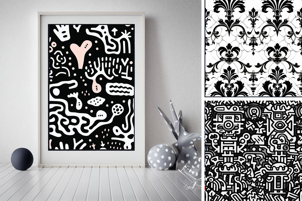 48 seamless black mix modern pattern, a Pattern Graphic by ARTOZEN DIGITAL (Photo 9 of 15)