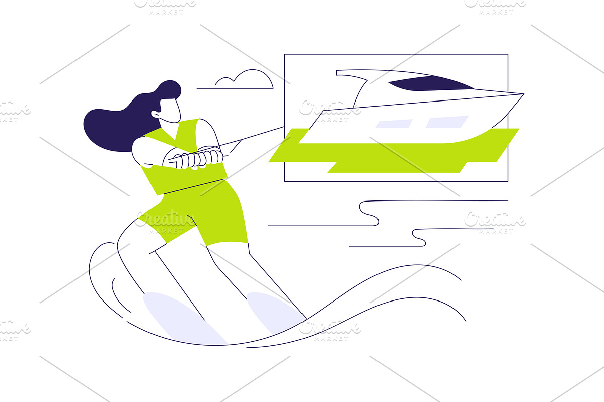 Water skiing abstract concept vector, a Transportation Illustration by Visual Generation