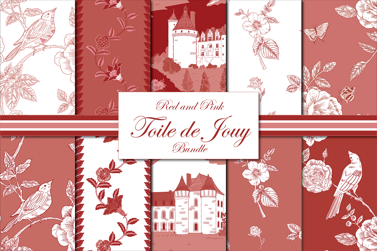 Red Toile de Jouy Patterns, a Pattern Graphic by RachelStudio (Photo 1 of 8)