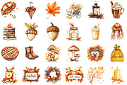 Watercolor Hello Autumn Clipart, an Illustration by Sublimation Artist (Thumbnail 2 of 6)