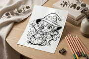 Cute Wizard Coloring Book Page Vol3, a Seasonal Illustration by ikarifq shop (Thumbnail 5 of 5)