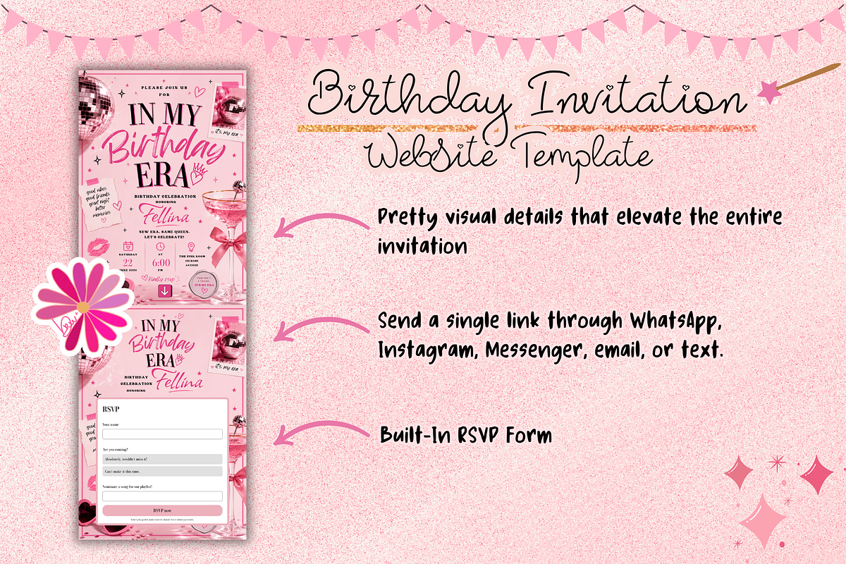 In My Birthday Era RSVP Website, a Social Media Template by bellaROSEworkshop (Photo 4 of 5)