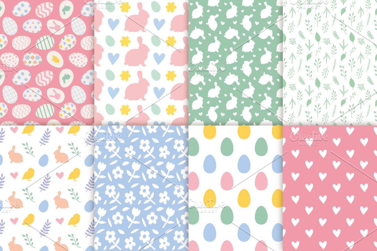 Easter seamless patterns set, a Pattern Graphic by Swetsol (Photo 2 of 7)