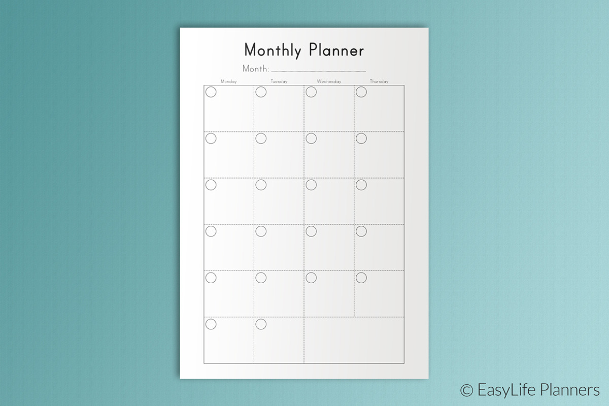 Monthly Planner A5 Printable PDF, a Templates & Theme by EasyLifePlanners (Photo 2 of 3)