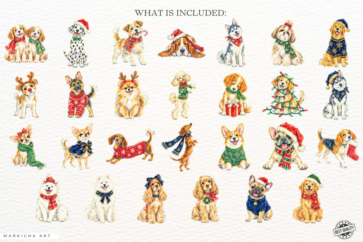Christmas Dogs PNG, an Animal Illustration by Markicha Art (Photo 4 of 5)