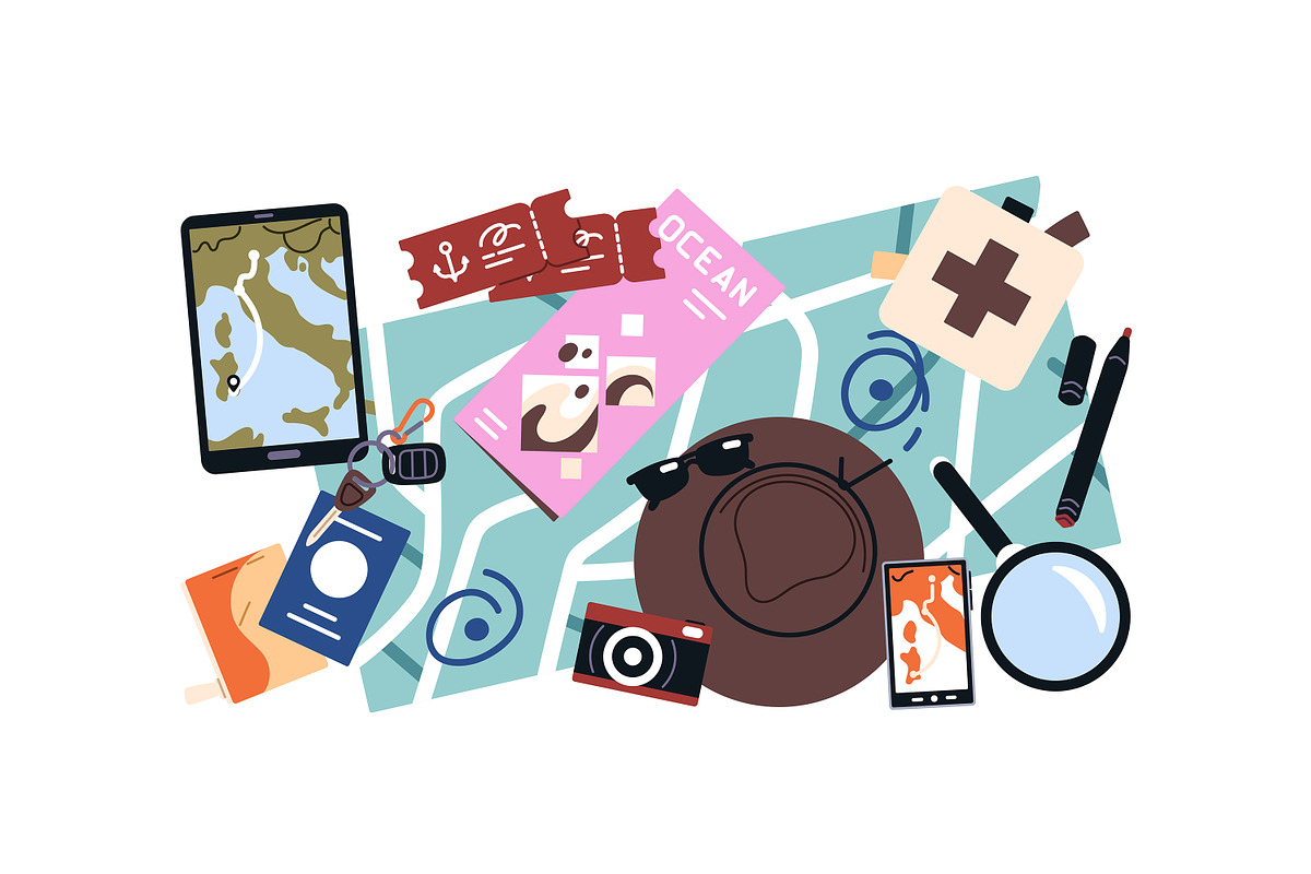 Baggage for travel set, banners, an Object Illustration by PaperTrident (Photo 2 of 11)