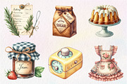 Watercolor Vintage Baking Clipart, an Illustration by CreationArt (Thumbnail 4 of 5)