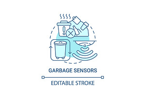 Garbage Sensors Blue Concept Icon