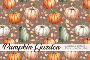 Autumn Pumpkins Seamless Pattern