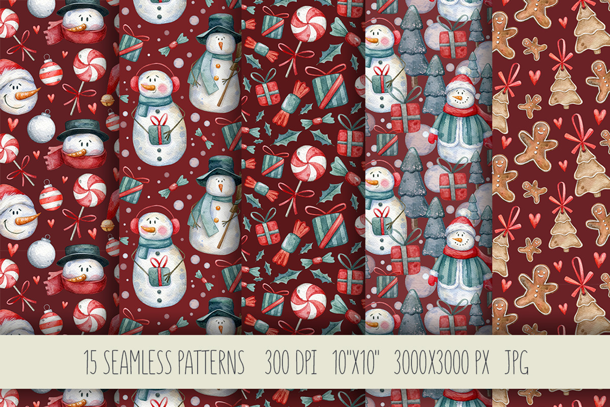 Cute snowmen collection, a Decorative Illustration by Aquarellka (Photo 3 of 9)
