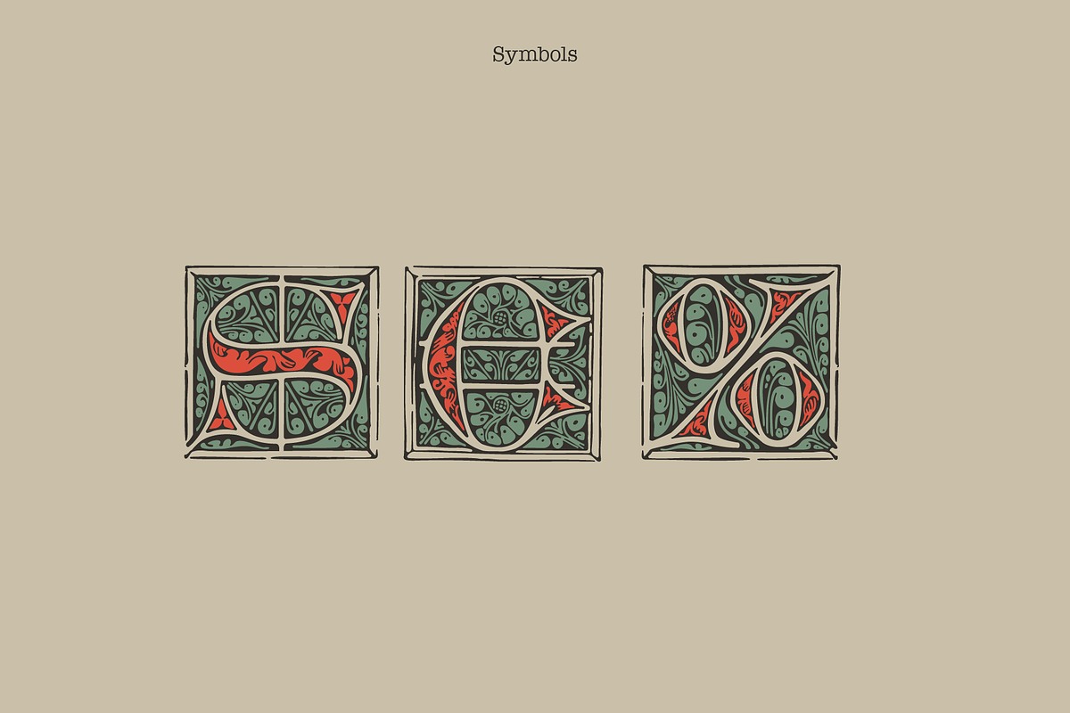 Medieval Initials. Gothic Drop caps, a Blackletter Font by kaer_shop (Photo 11 of 12)