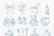 Toile de jouy baby shower clipart, a Decorative Illustration by Invite to Clipart (Thumbnail 3 of 5)
