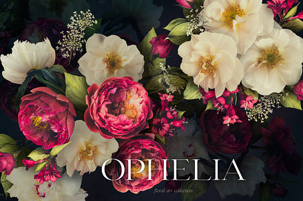 Ophelia Dark Moody Florals, an Object Graphic by Eclectic Anthology