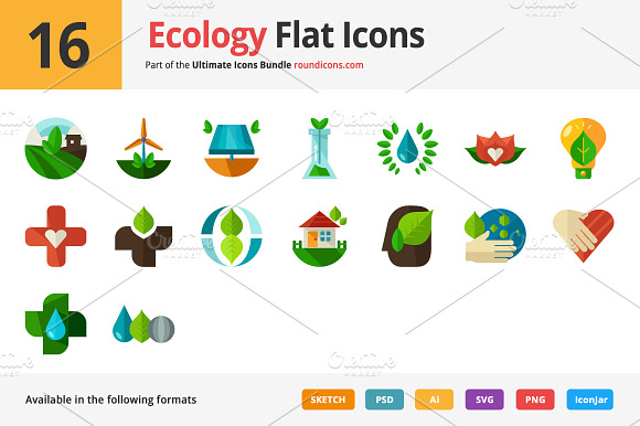 16 Ecology Flat Icons