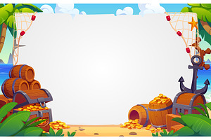 Pirate banner empty paper scroll, a Decorative Illustration by Vector Tradition