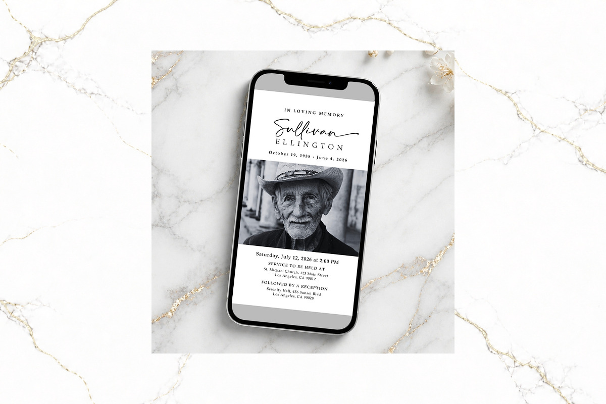 Funeral Bundle B&W Canva FR003, a Stationery Template by TyphoonStudio (Photo 7 of 11)