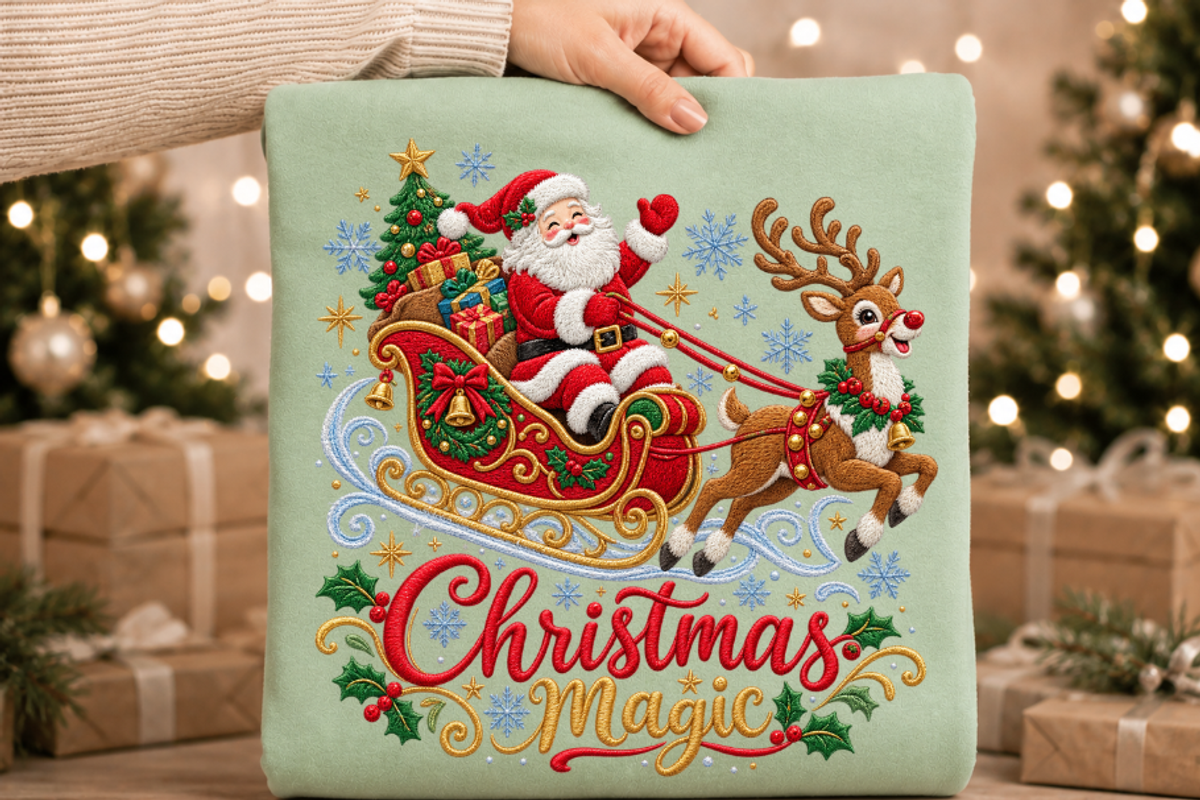 Santa Sleigh Christmas Magic, a Seasonal Illustration by Vachira Digital Studio (Photo 3 of 5)