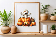 Halloween Mummy with Pumpkin, a Seasonal Illustration by Craft Nest (Thumbnail 4 of 5)