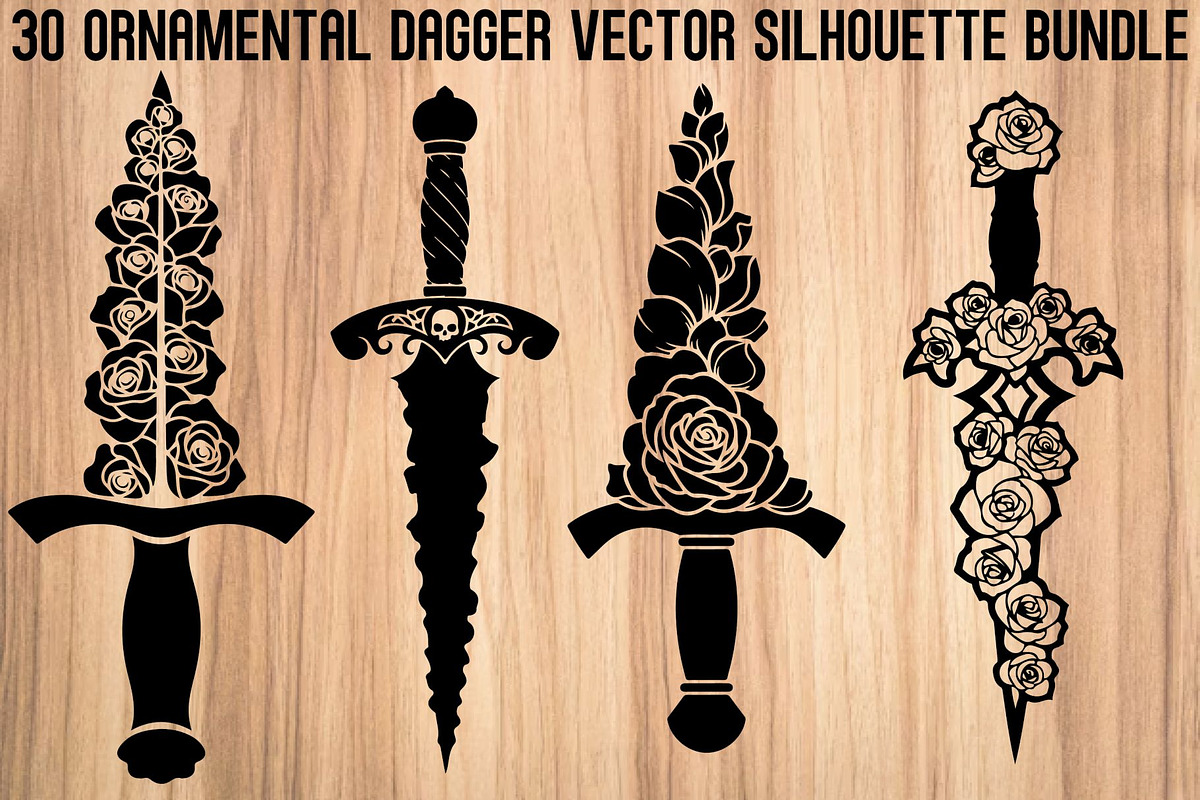 Ornamental Dagger Silhouette Bundle, an Object Illustration by Gaye Art (Photo 1 of 31)