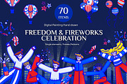 Freedom & Fireworks Celebration, a Seasonal Illustration by CreativeValuation (Thumbnail 1 of 12)