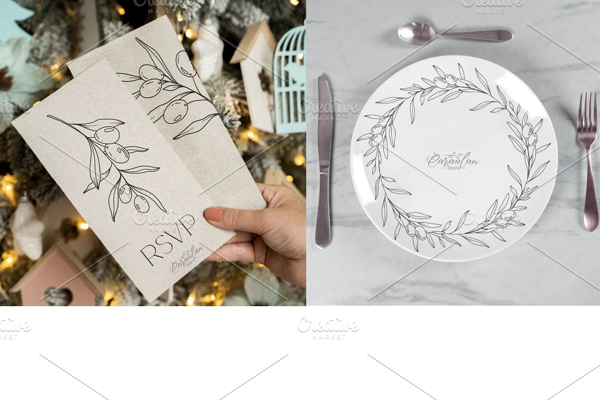 Olive Branch Line Art Clipart SVGs, a Decorative Illustration by Stellalunarts (Photo 12 of 12)
