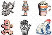 Christmas Doodle Sublimation Clipart, an Illustration by Black Bird Studio (Thumbnail 3 of 6)