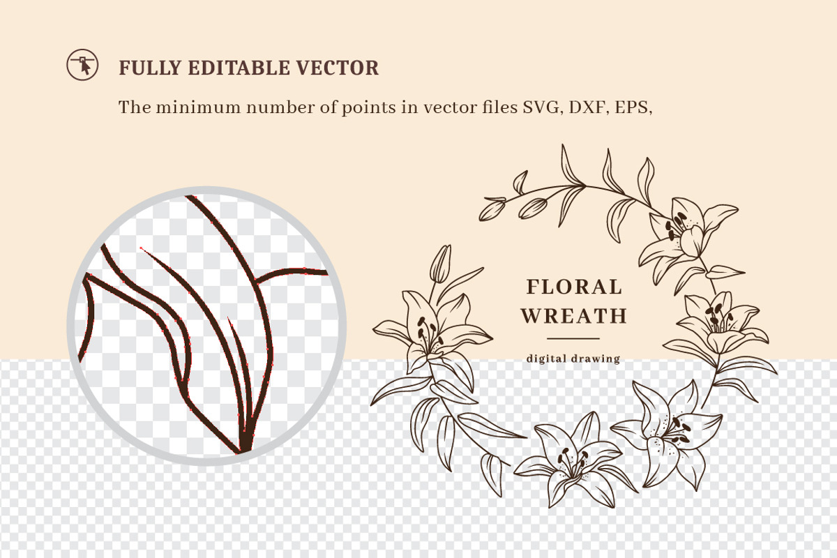 Floral wreath svg, Lily clipart, an Illustration by ClipartMuchLove (Photo 5 of 8)