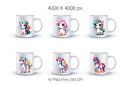 Cute rainbow unicorns 01. PNG Bundle, an Animal Illustration by KENO Mascots (Thumbnail 5 of 9)