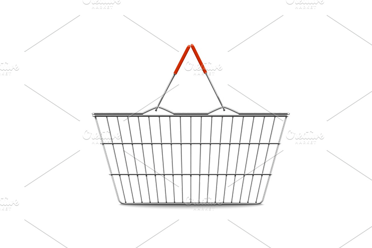 empty shopping basket realistic illustration, an Object Graphic by piter.goskov