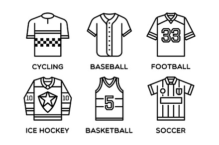 Popular Sports Jersey Icon Set, a Sport Illustration by Buqancreative